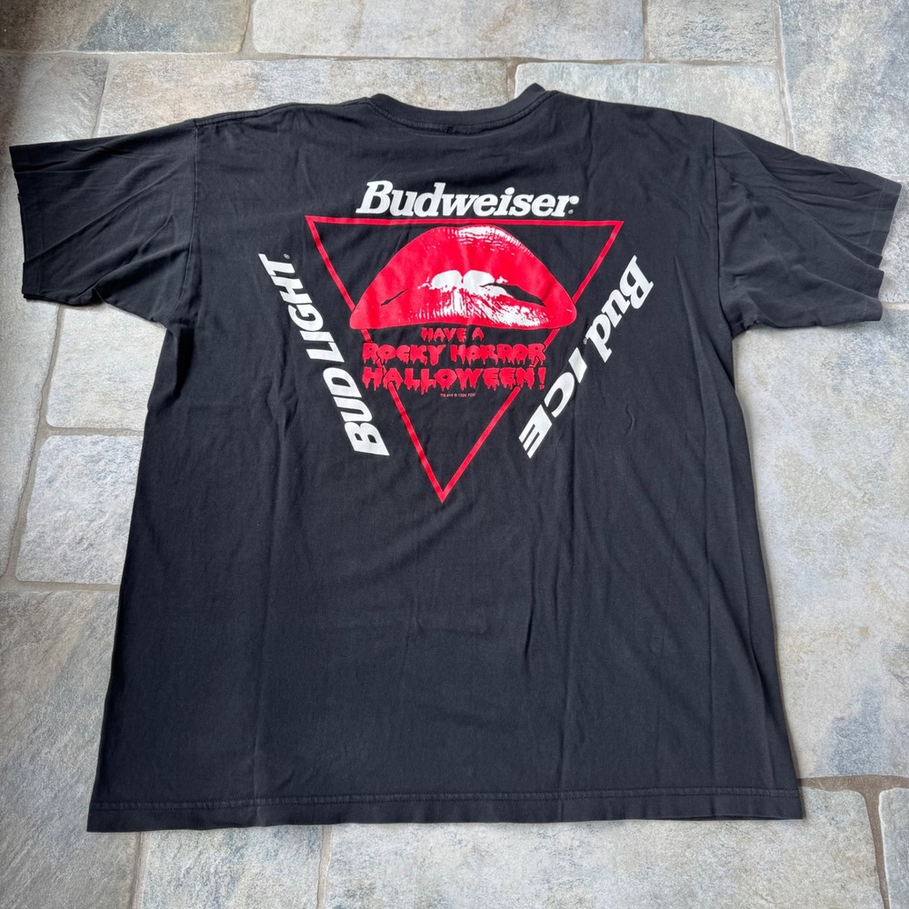 Vintage 1996 Budweiser x Rocky Horror Picture Show Halloween Promo Tee – Rare XL
